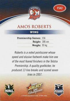 2008 Select NRL Champions - Gold Foil Signatures #FS42 Amos Roberts Back